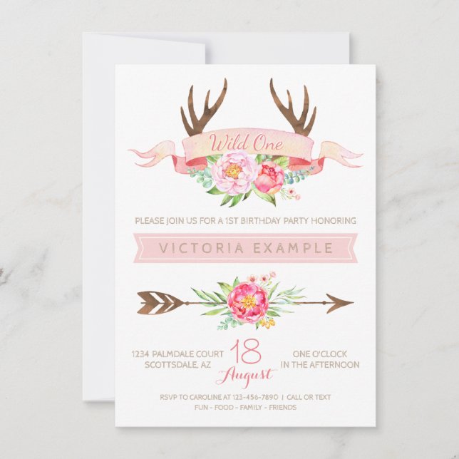Cartes d'invitation pour un premier anniversaire T (Devant)