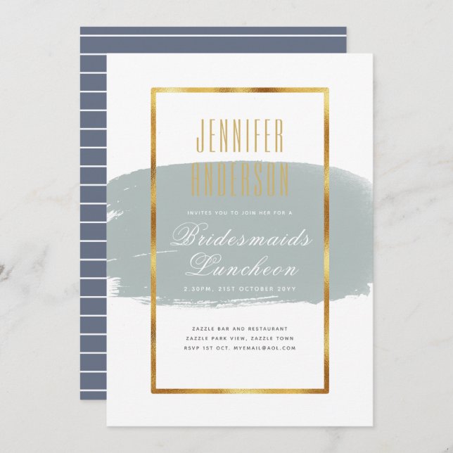Cartes d'invitation pour un thé-brunch moderne de  (Devant / Derrière)