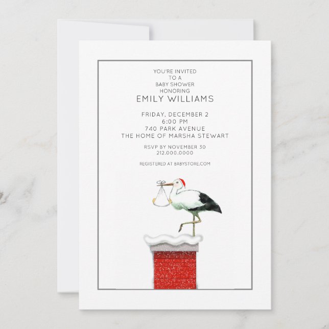 Cartes d'invitation pour une baby shower de décemb (Devant)