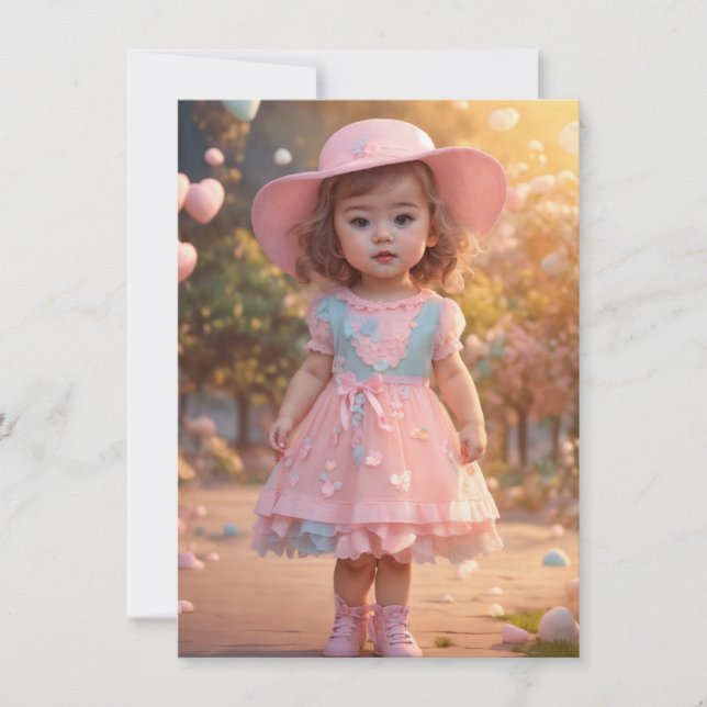 Cartes d'invitation pour une baby shower fille (Devant)