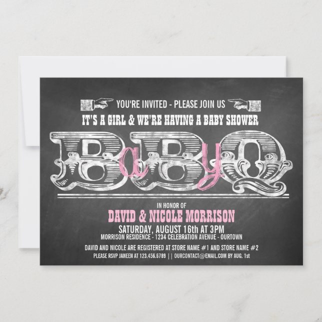 Cartes d'invitation pour une barbeque Babyq (fille (Devant)