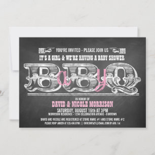 Cartes d'invitation pour une barbeque Babyq (fille