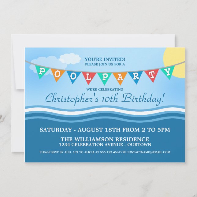 Cartes d'invitation pour une fête au bord de la pi (Devant)