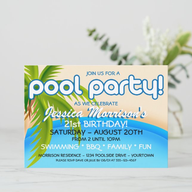 Cartes d'invitation pour une fête au bord de la pi (Debout devant)