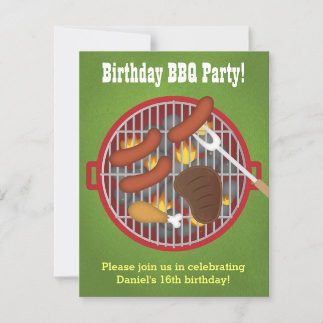 Cartes d'invitation pour une fête BBQ dans le jard (Devant)