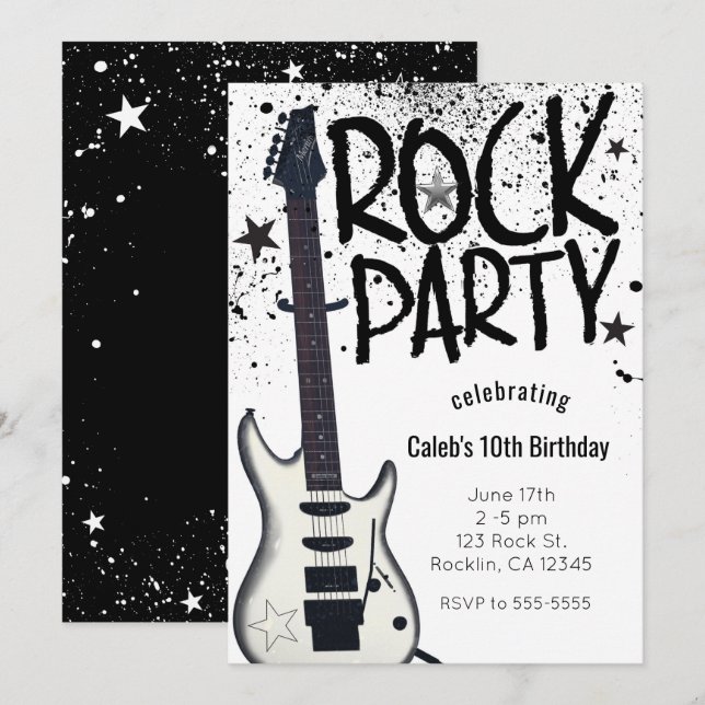 Cartes d'invitation pour une fête d'anniversaire à (Devant / Derrière)