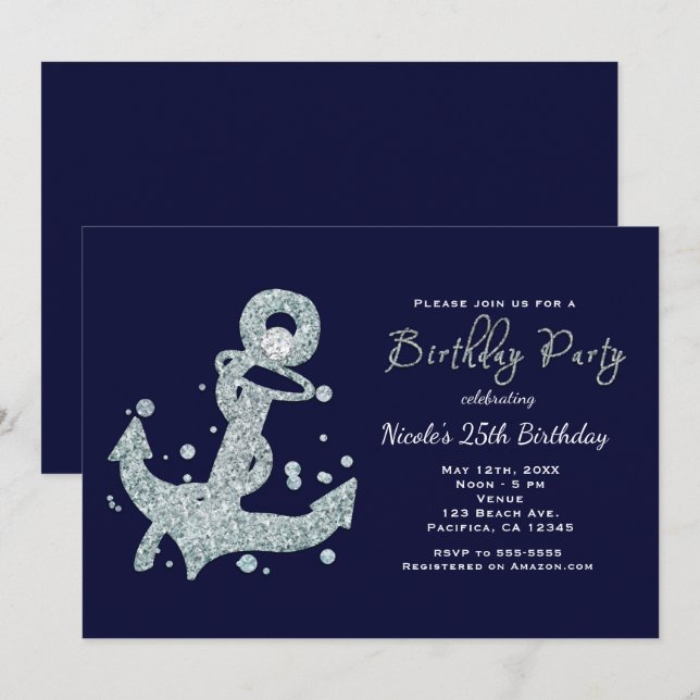 Cartes d'invitation pour une fête d'anniversaire a (Devant / Derrière)