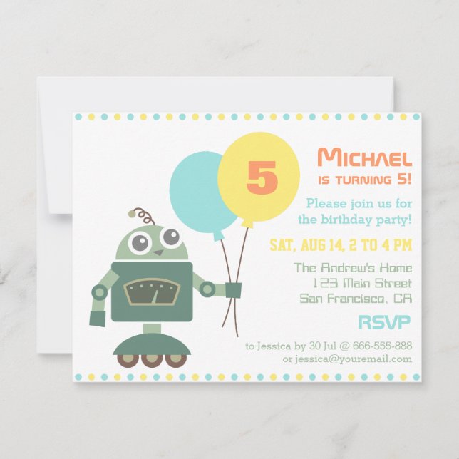 Cartes d'invitation pour une fête d'anniversaire a (Devant)