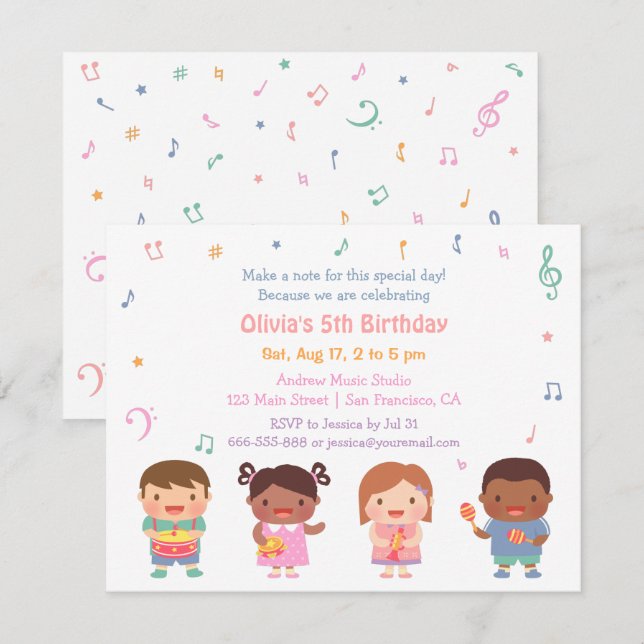 Cartes d'invitation pour une fête d'anniversaire d (Devant / Derrière)