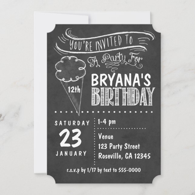 Cartes d'invitation pour une fête d'anniversaire d (Devant)