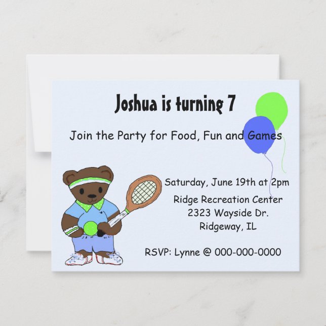 Cartes d'invitation pour une fête d'anniversaire d (Devant)
