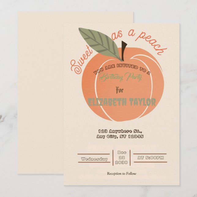Cartes d'invitation pour une fête d'anniversaire D (Devant / Derrière)
