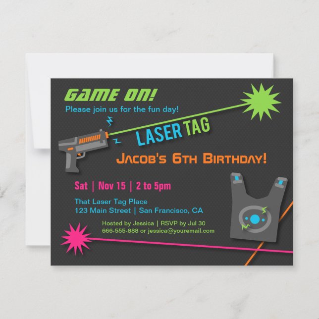 Cartes d'invitation pour une fête d'anniversaire d (Devant)