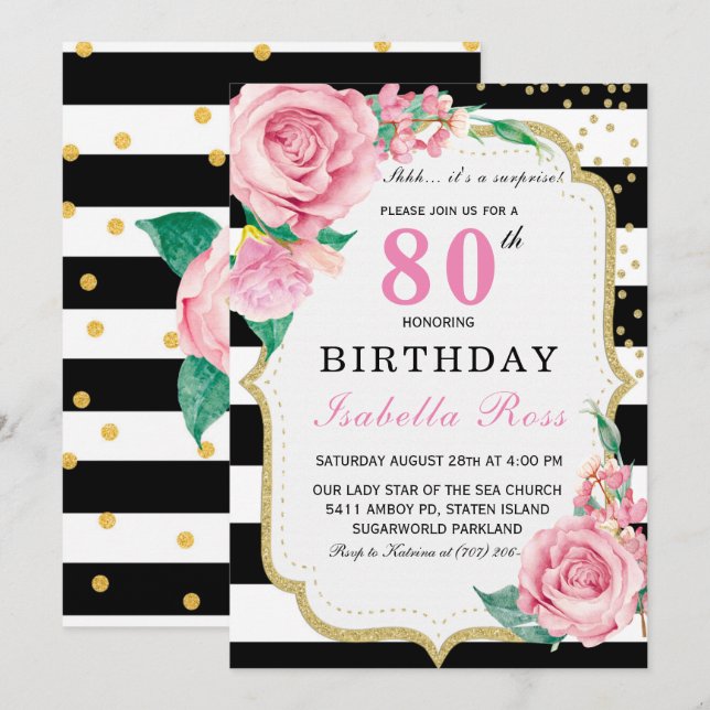 Cartes d'invitation pour une fête d'anniversaire d (Devant / Derrière)