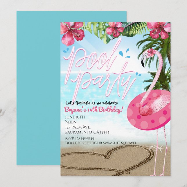 Cartes d'invitation pour une fête d'anniversaire d (Devant / Derrière)