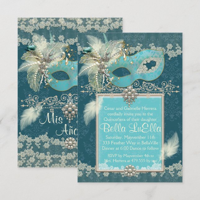 Cartes d'invitation pour une fête d'anniversaire e (Devant / Derrière)