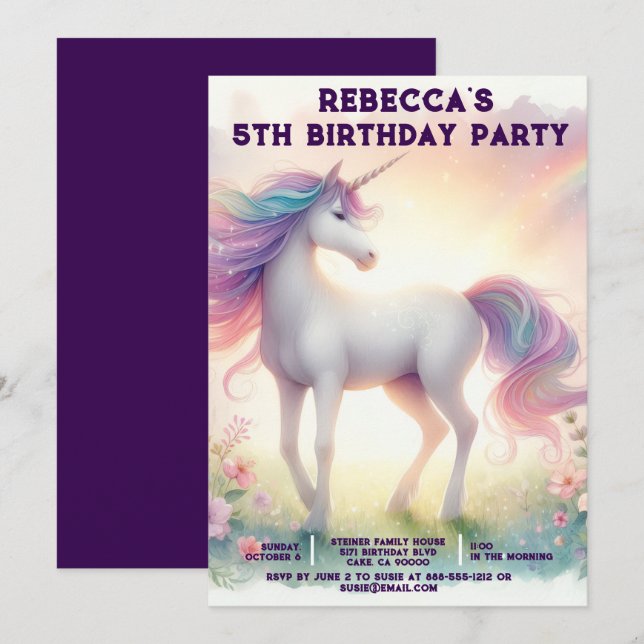 Cartes d'invitation pour une fête d'anniversaire l (Devant / Derrière)