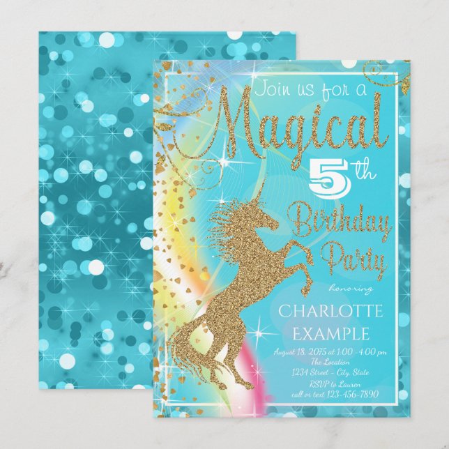 Cartes d'invitation pour une fête d'anniversaire L (Devant / Derrière)