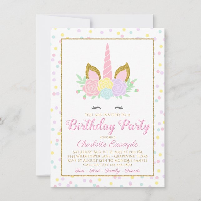 Cartes d'invitation pour une fête d'anniversaire L (Devant)