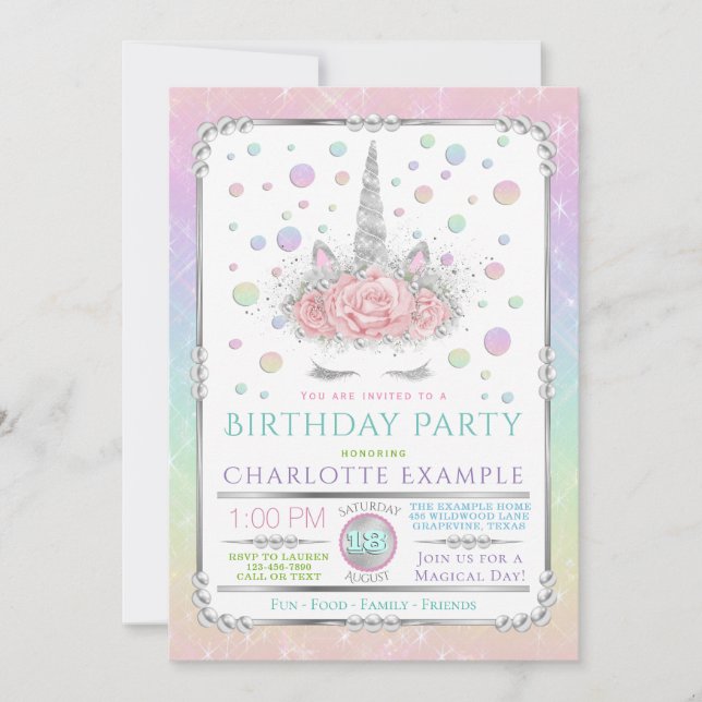 Cartes d'invitation pour une fête d'anniversaire l (Devant)