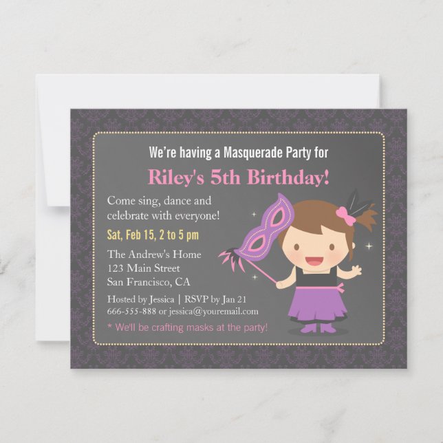 Cartes d'invitation pour une fête d'anniversaire M (Devant)