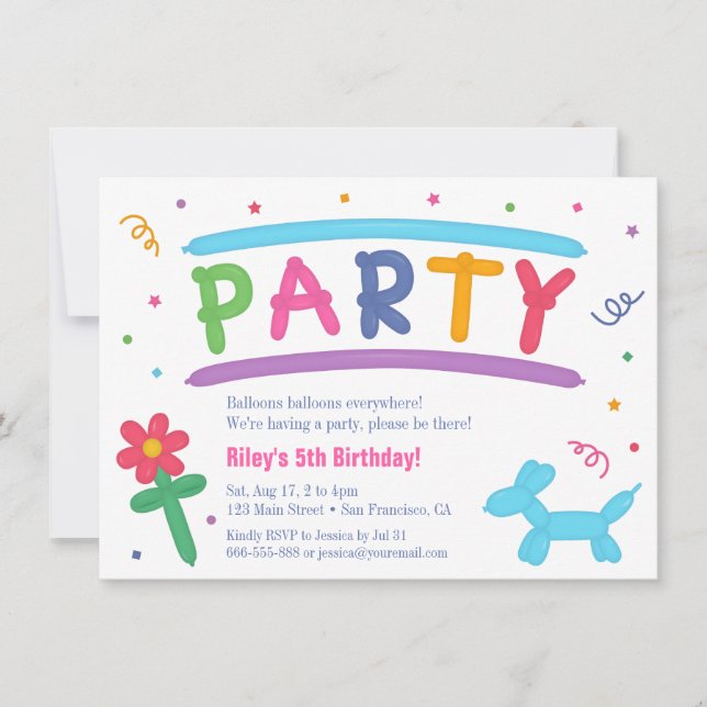 Cartes d'invitation pour une fête d'anniversaire p (Devant)