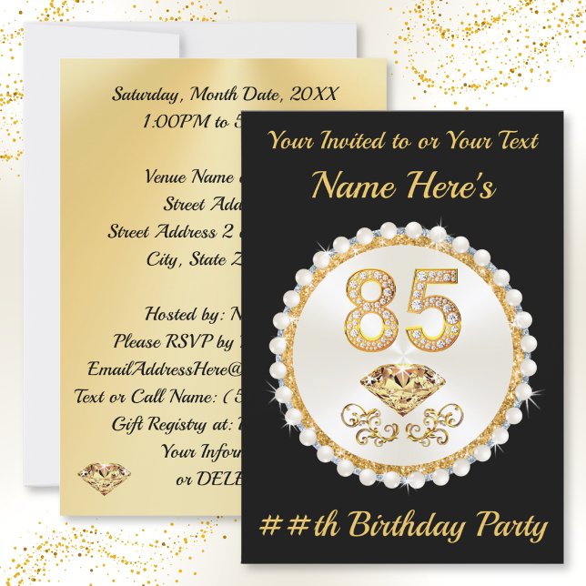 Cartes d'invitation pour une fête d'anniversaire p (Invitations for 85th birthday party. 85th birthday party ideas for grandma. 85th birthday ideas. Mom)