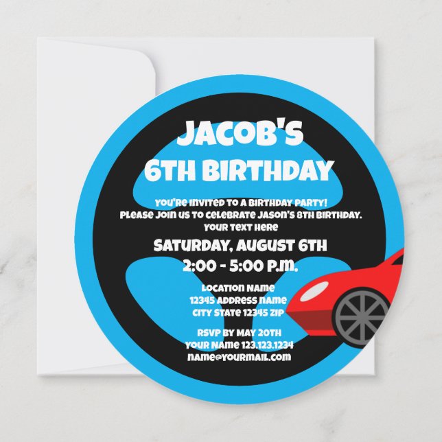 Cartes d'invitation pour une fête d'anniversaire s (Dos)