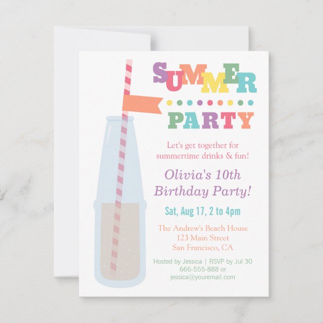 Cartes d'invitation pour une fête d'anniversaire t (Devant)