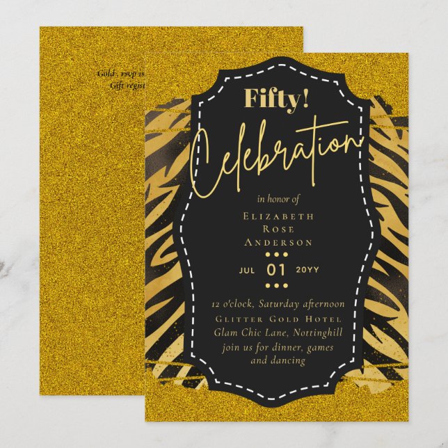 Cartes d'invitation pour une fête de 50 ans paille (Devant / Derrière)