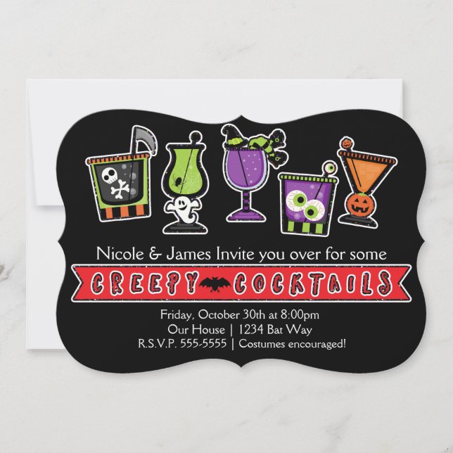 Cartes d'invitation pour une fête de cocktails eff (Devant)