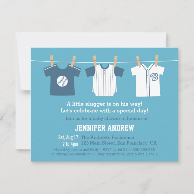 Cartes d'invitation pour une fête de douche pour b (Devant)