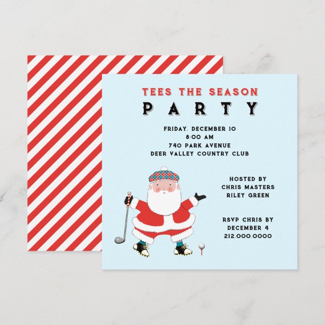 Cartes d'invitation pour une fête de golf (Devant / Derrière)