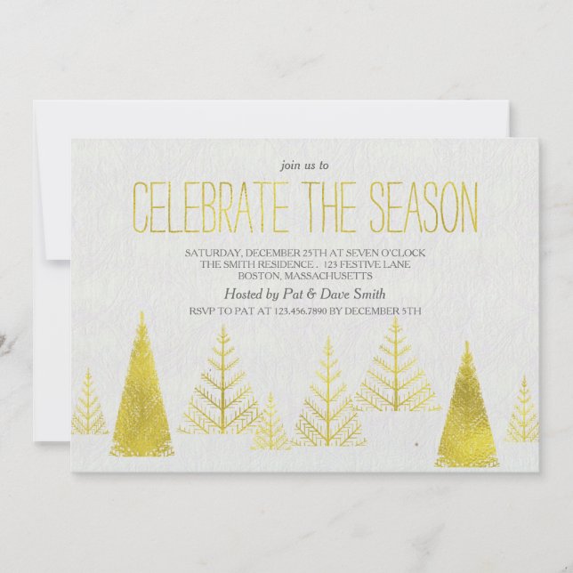 Cartes d'invitation pour une fête de Noël - Arbres (Devant)