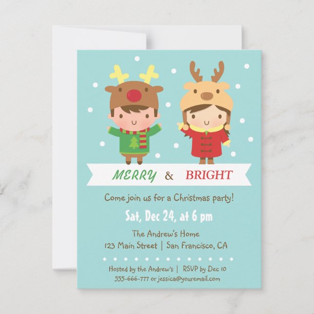 Cartes d'invitation pour une fête de Noël avec des (Devant)