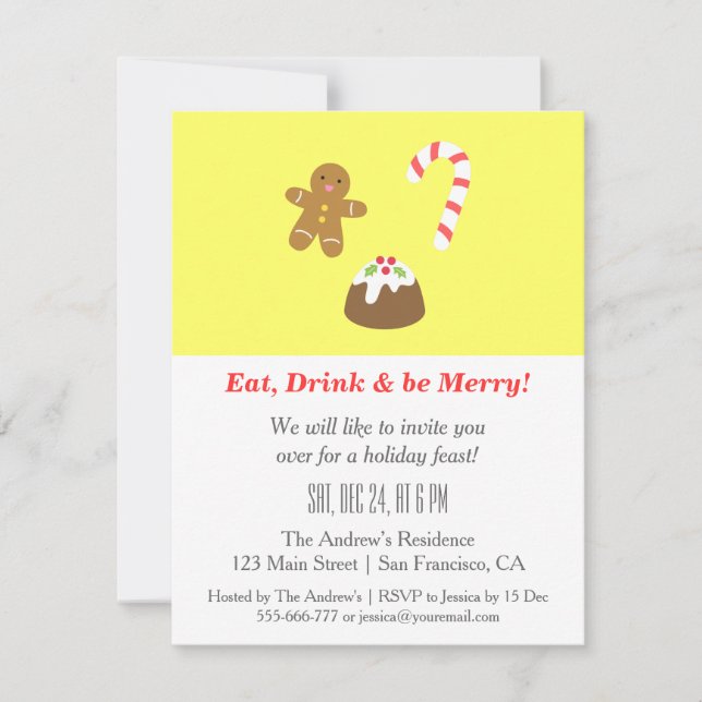 Cartes d'invitation pour une fête de Noël Yummy Go (Devant)