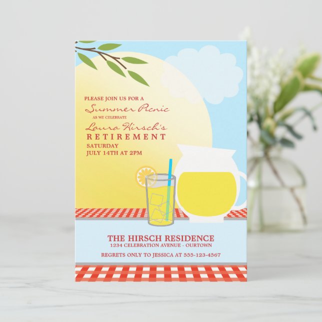 Cartes d'invitation pour une fête de pique-nique e (Debout devant)