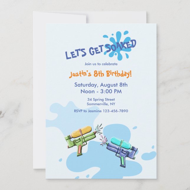 Cartes d'invitation pour une fête de pistolets à e (Devant)