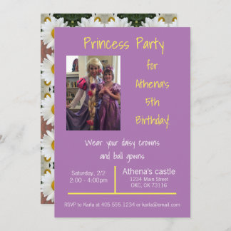 Cartes d'invitation pour une fête de princesse Cou