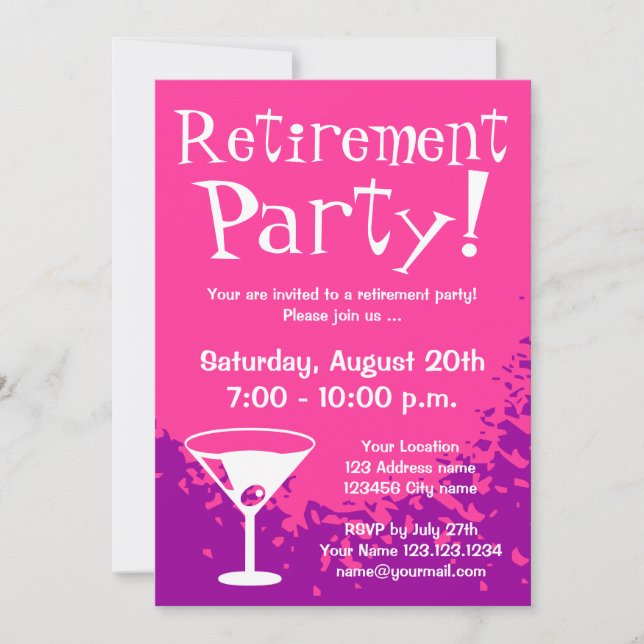 Cartes d'invitation pour une fête de retraite | In (Devant)