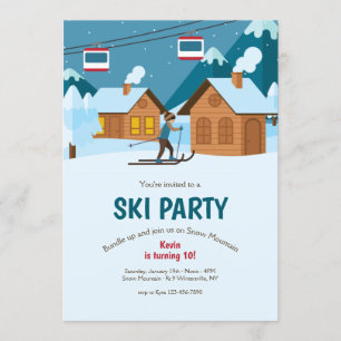 Cartes d'invitation pour une fête de ski