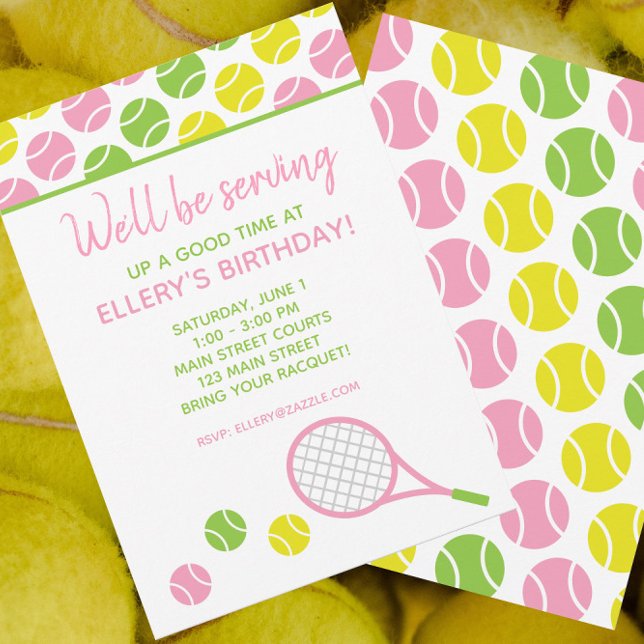 Cartes d'invitation pour une fête de tennis chic (Créateur téléchargé)