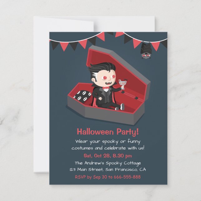 Cartes d'invitation pour une fête d'Halloween avec (Devant)