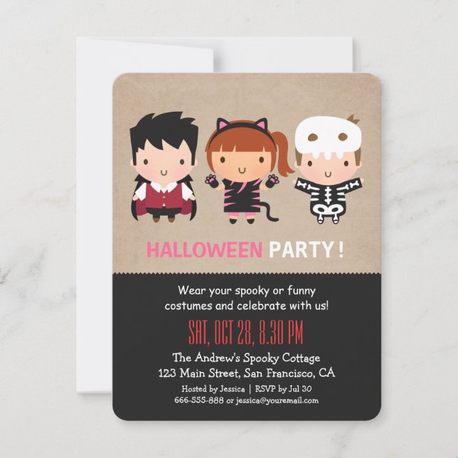 Cartes d'invitation pour une fête d'Halloween avec (Devant)
