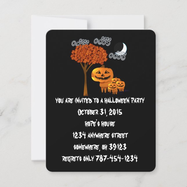 Cartes d'invitation pour une fête d'Halloween avec (Devant)