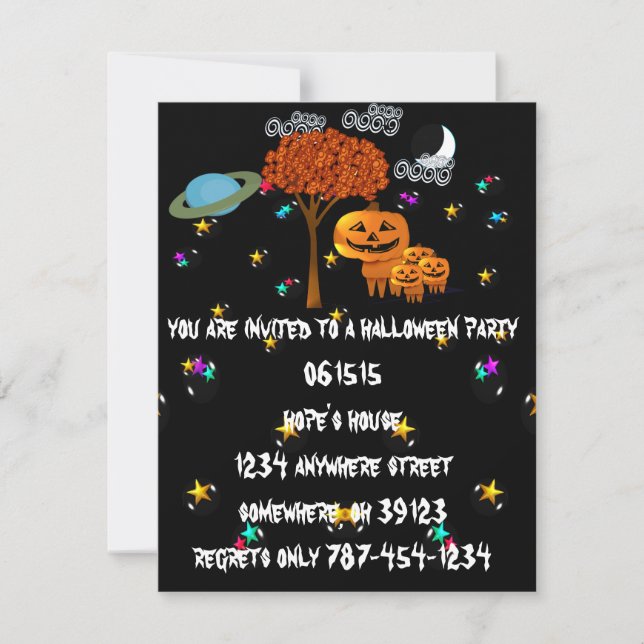 Cartes d'invitation pour une fête d'Halloween avec (Devant)