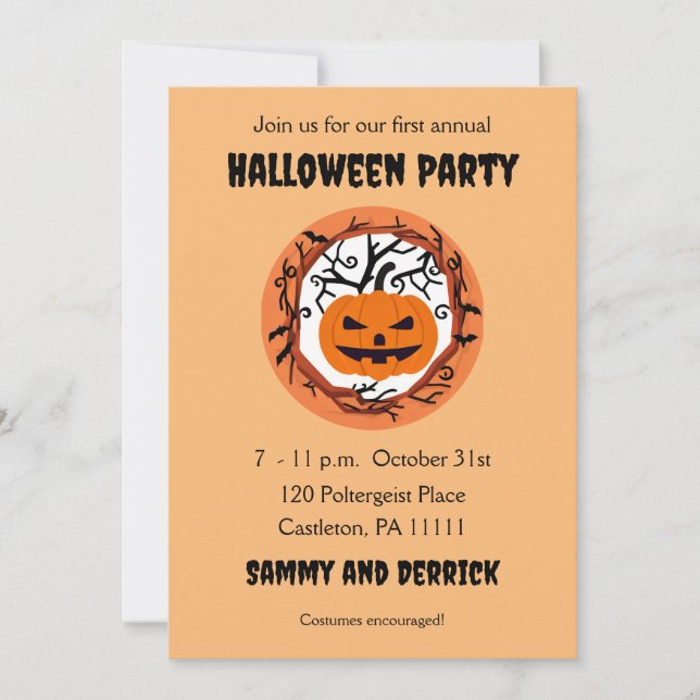 Cartes d'invitation pour une fête d'Halloween citr (Devant)