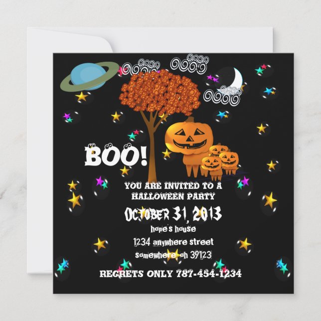 Cartes d'invitation pour une fête d'Halloween sur  (Devant)