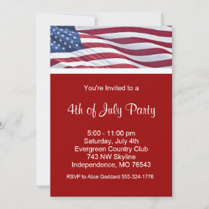 Cartes d'invitation pour une fête du quatre juille
