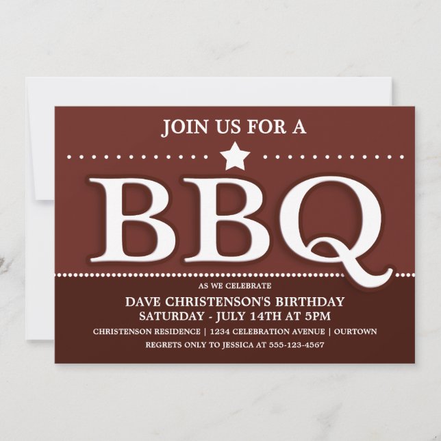 Cartes d'invitation pour une fête estivale de BBQ (Devant)